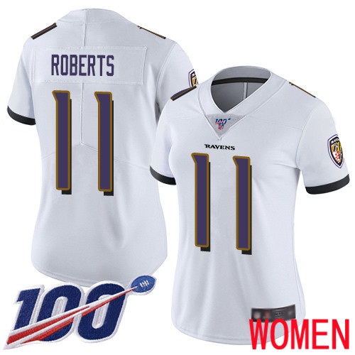 Baltimore Ravens Limited White Women Seth Roberts Road Jersey NFL Football #11 100th Season Vapor Untouchable